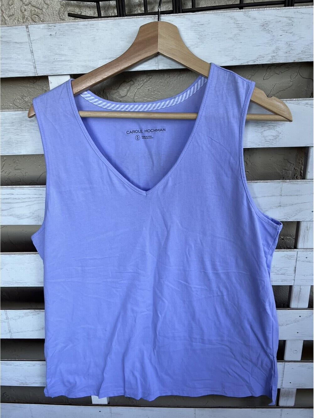 Carole Hochman Size M Light Purple V Neck Sleeveless Pajama Top Cotton.